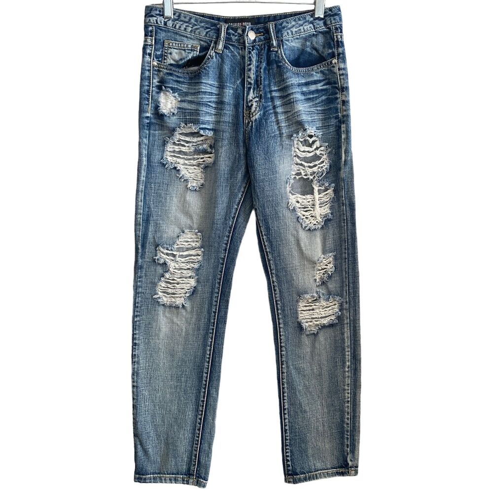 Fashion Nova Jeans Womens 29 Distressed Blue Stretch